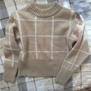 Beige Plaid Women's Sweater